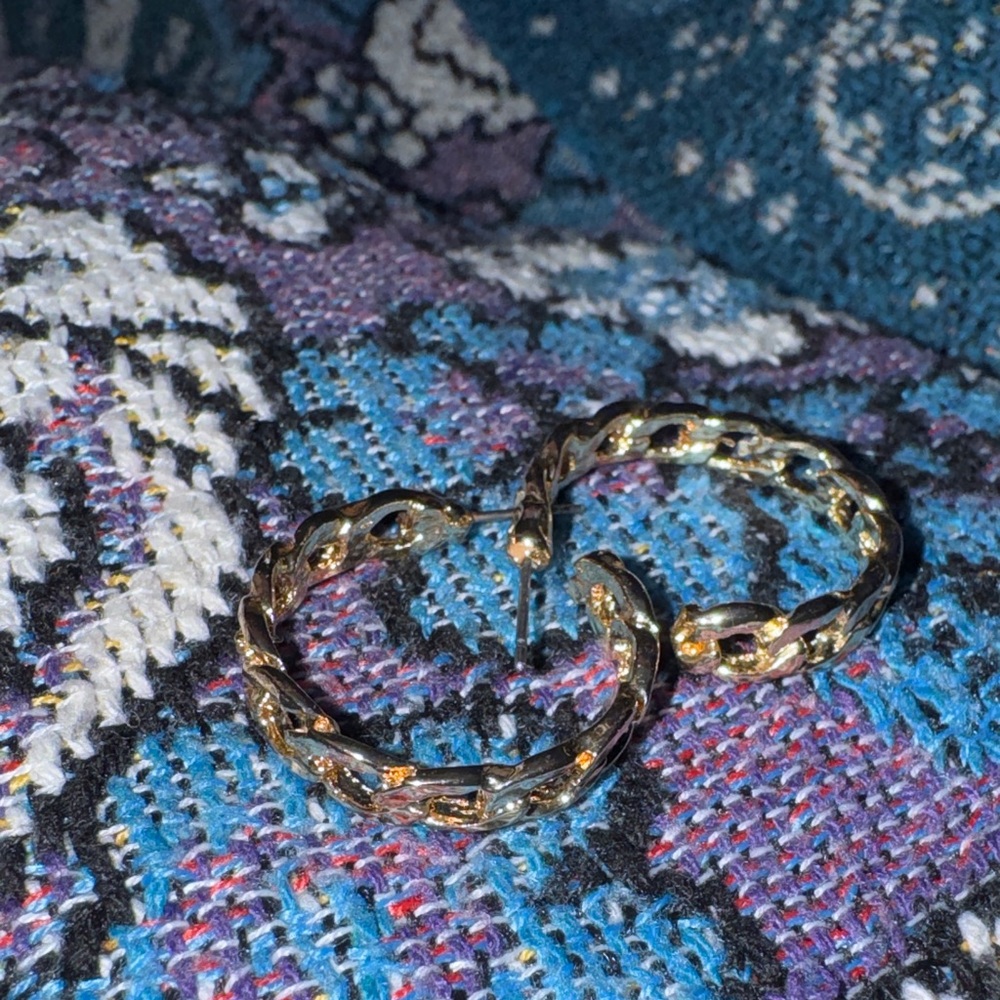 Gold Hoop Chain Earrings